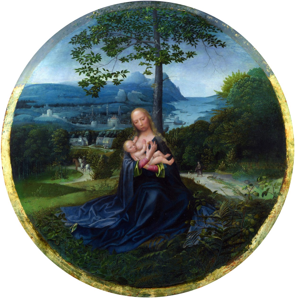 A szűz és a gyermek egy tájban alkotó: Netherlandish Master