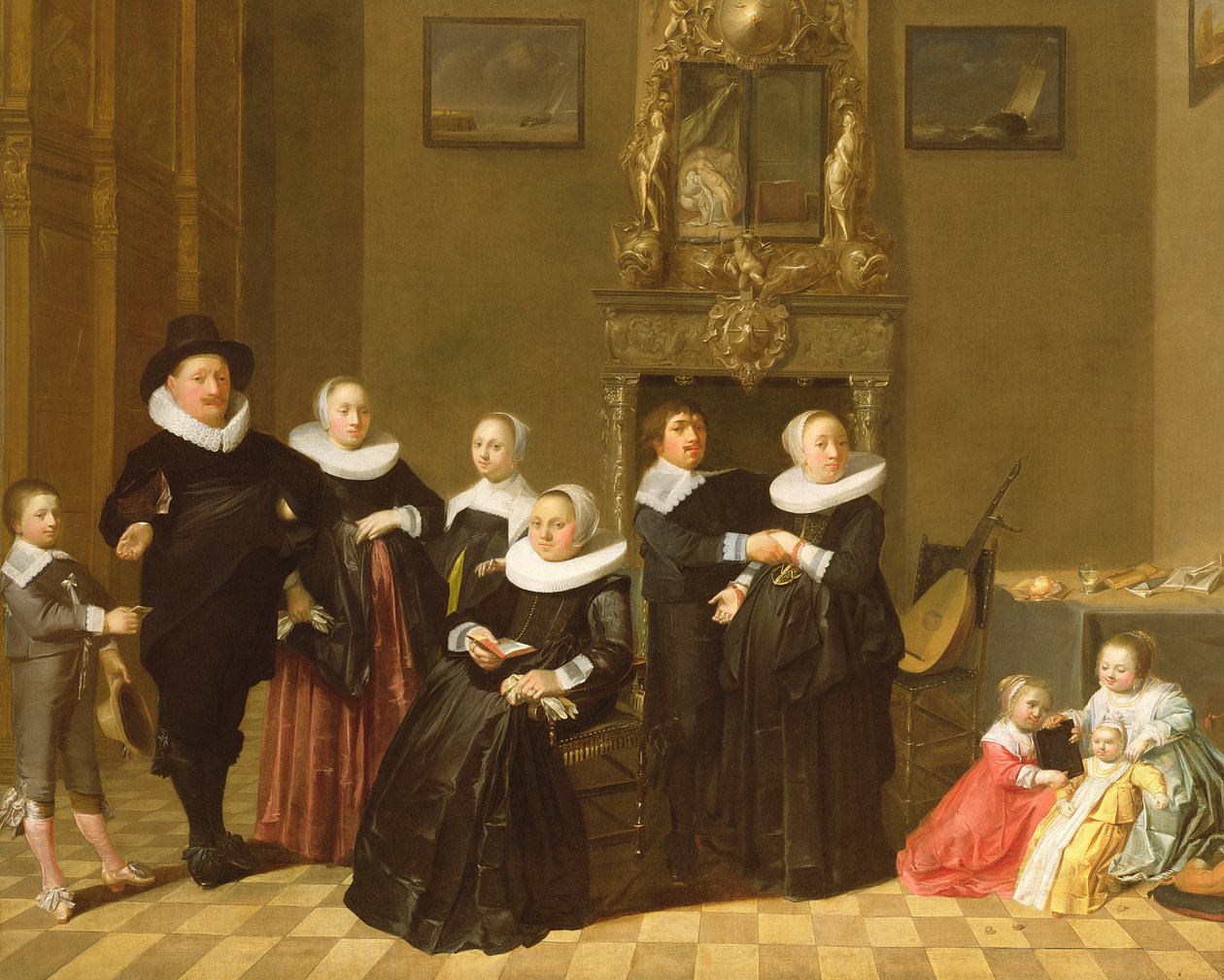 A Stadhouder családja egy elegáns belső térben, 1635 alkotó: Netherlandish School