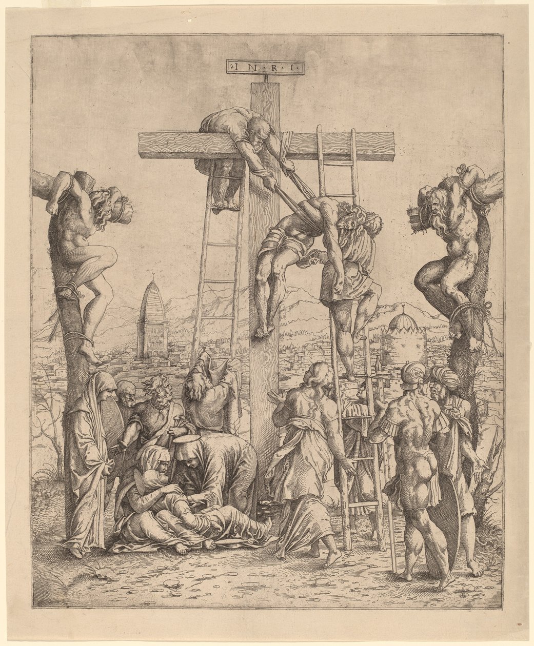 A keresztről való leszállás alkotó: Netherlandish 16th Century after Andrea Mantegna