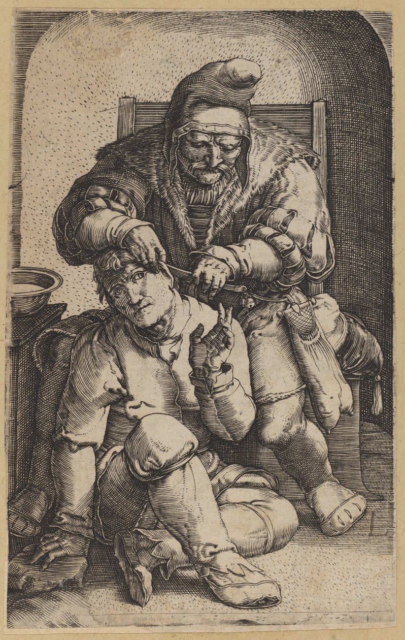A sebész [fordított példány] alkotó: Netherlandish 16th Century, after Lucas van Leyden