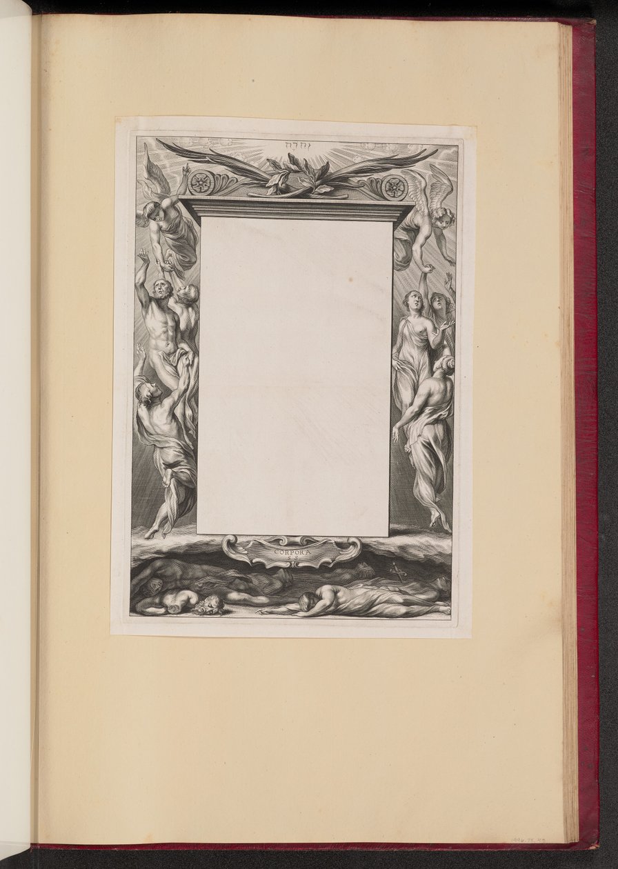 Szegély-illusztráció a mennyországgal és a pokollal "Corpora S.S." alkotó: Netherlandish 17th Century