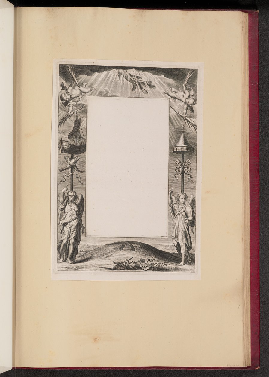Határ illusztráció Krisztus mennybemenetelével, kulcsokkal és halakkal alkotó: Netherlandish 17th Century