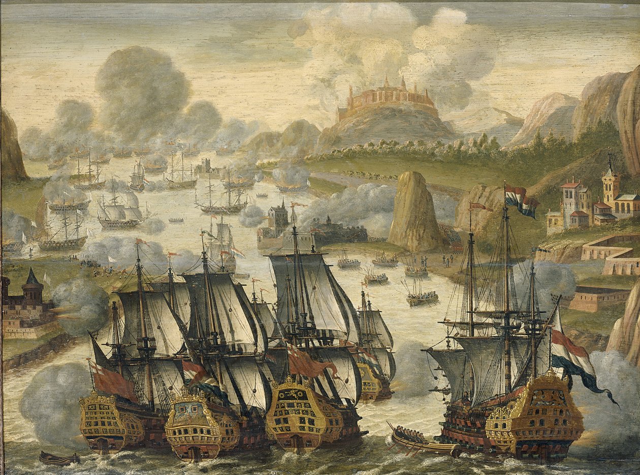 A Vigo-öböli tengeri csata, 1702. október 23., kb. 1705 alkotó: Netherlandish Master