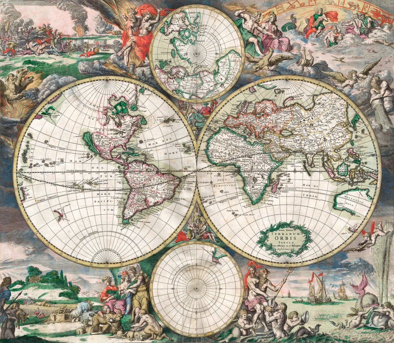 Antik holland világtérkép alkotó: Netherlandish School