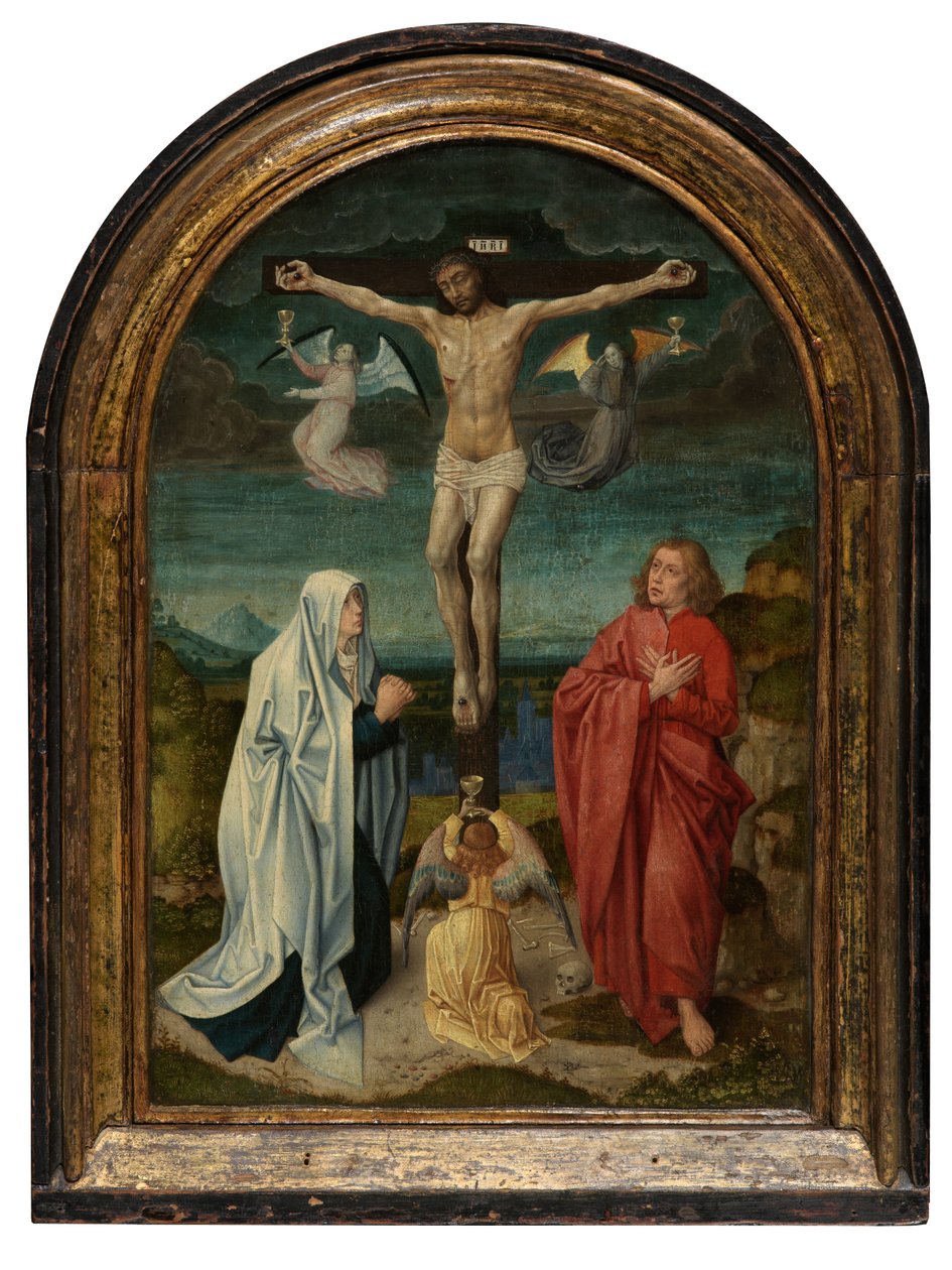 Kálvária: Krisztus a kereszten a Szent Szűz és Szent János között (olaj a táblán) alkotó: Netherlandish School