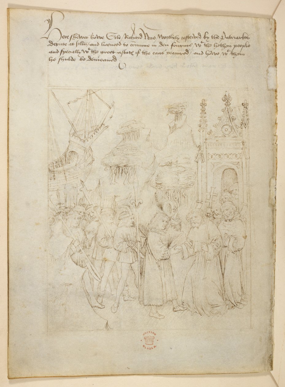 Pamut Julius E. IV, art. 6, The Beauchamp Pageants, 1483 körül (tinta pergamen) alkotó: Netherlandish School