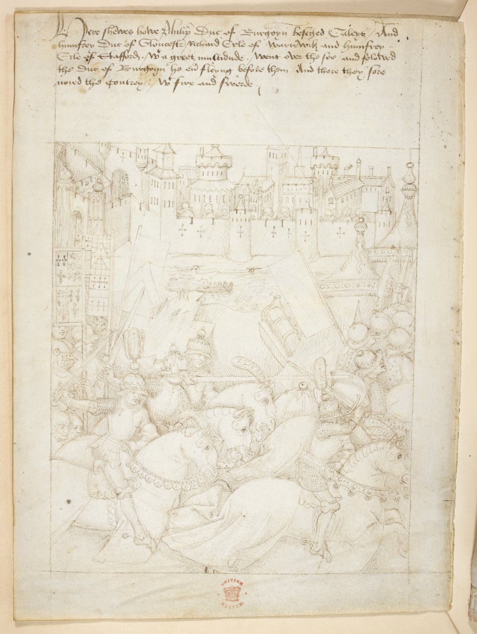 Pamut Julius E. IV, art. 6, The Beauchamp Pageants, 1483 körül (tinta pergamen) alkotó: Netherlandish School