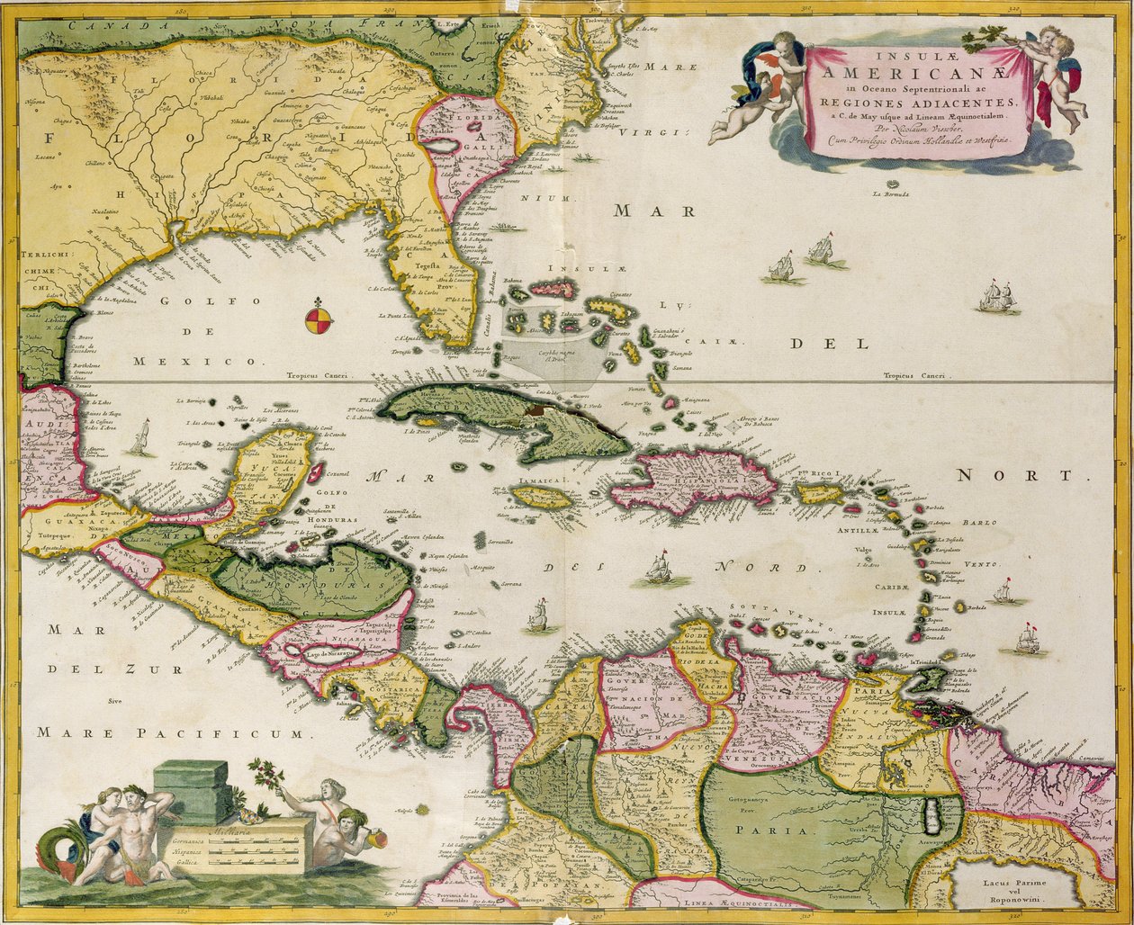Közép-Amerika térképe alkotó: Netherlandish School