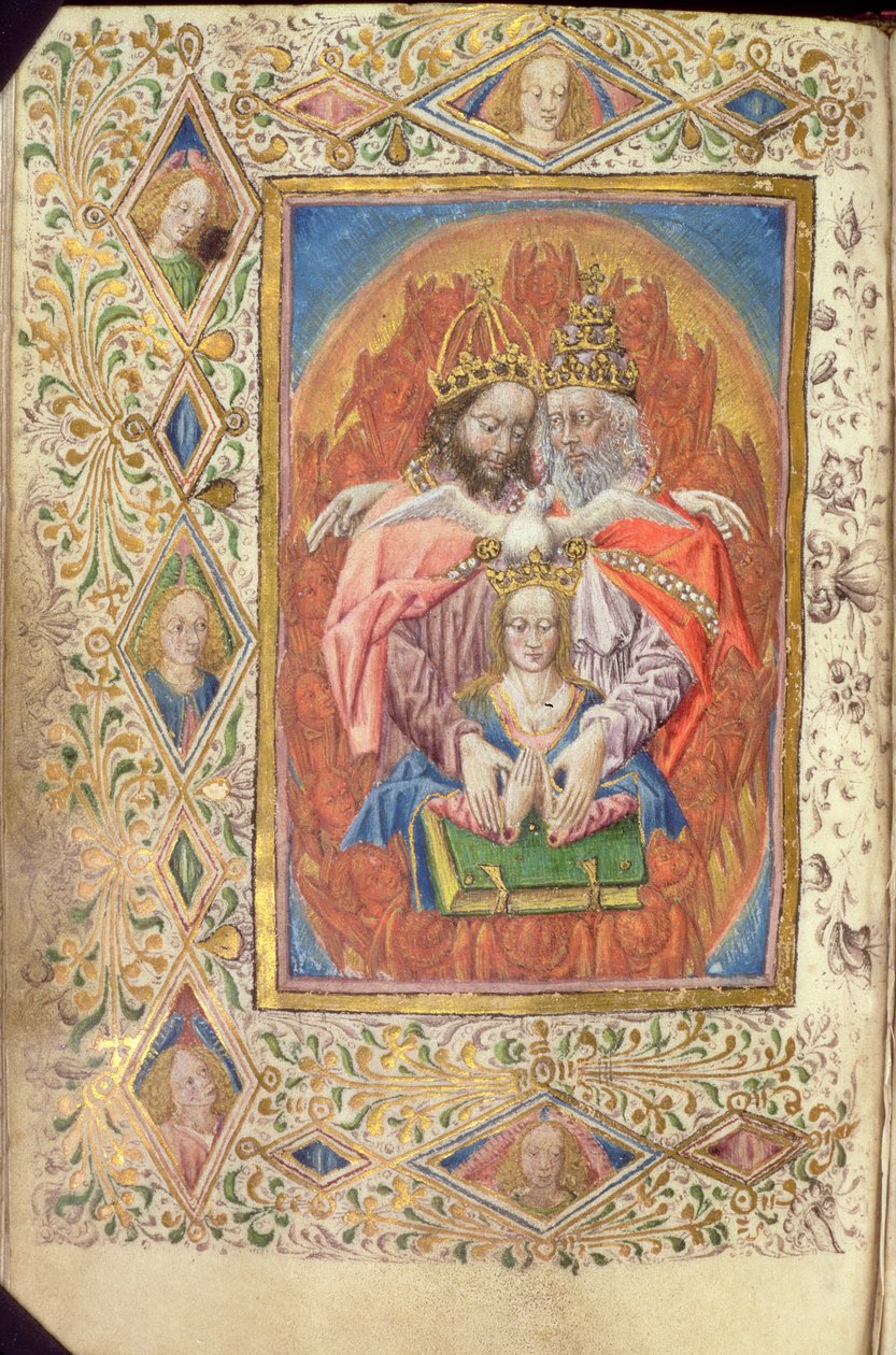Ms 137 f.138v A Szentháromság a Szűzzel, az Örök Bölcsesség óráiból, 1470-80 alkotó: Netherlandish School