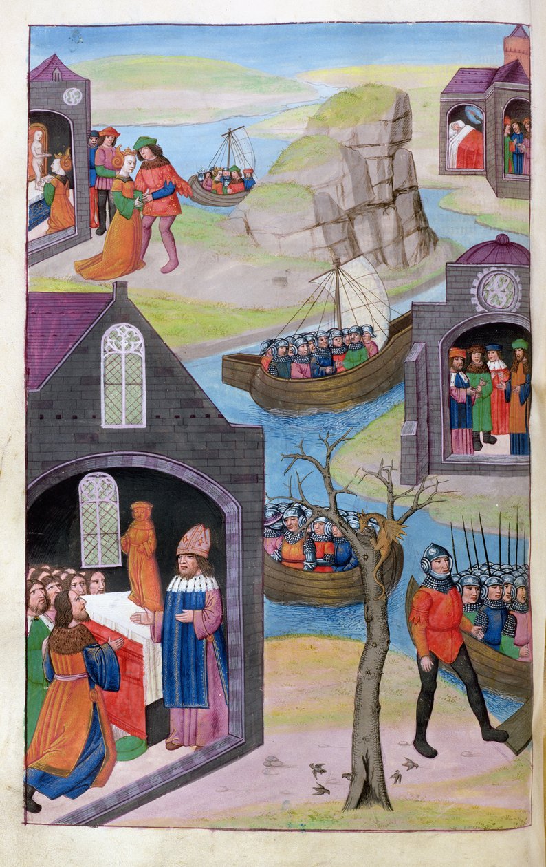 Ms 324 f.118 kontra Heenbas álom. Paris és Helen. Calchas elmagyarázza a csodagyereket, Ovidius 12. metamorfózisából, 1479 alkotó: Netherlandish School