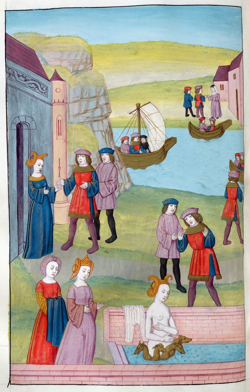Ms 324 f.137 v. Scylla elutasítja Glaucust, Circes szerelmi bájital deformálja Scyllát, Ovidius 14. Metamorphoses című művéből, 1479 alkotó: Netherlandish School