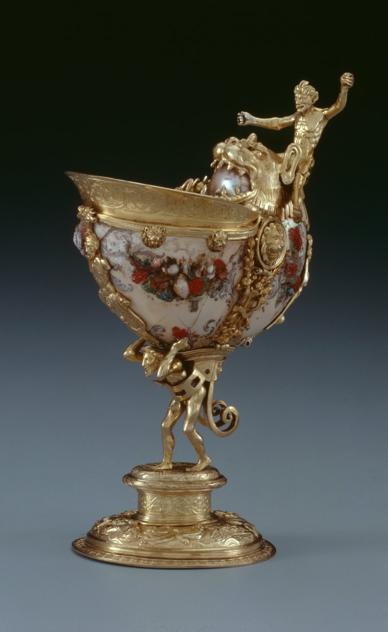 Nautilus csésze, 1560 körül (aranyozott ezüst, nautilus és festett gyöngyház) alkotó: Netherlandish School
