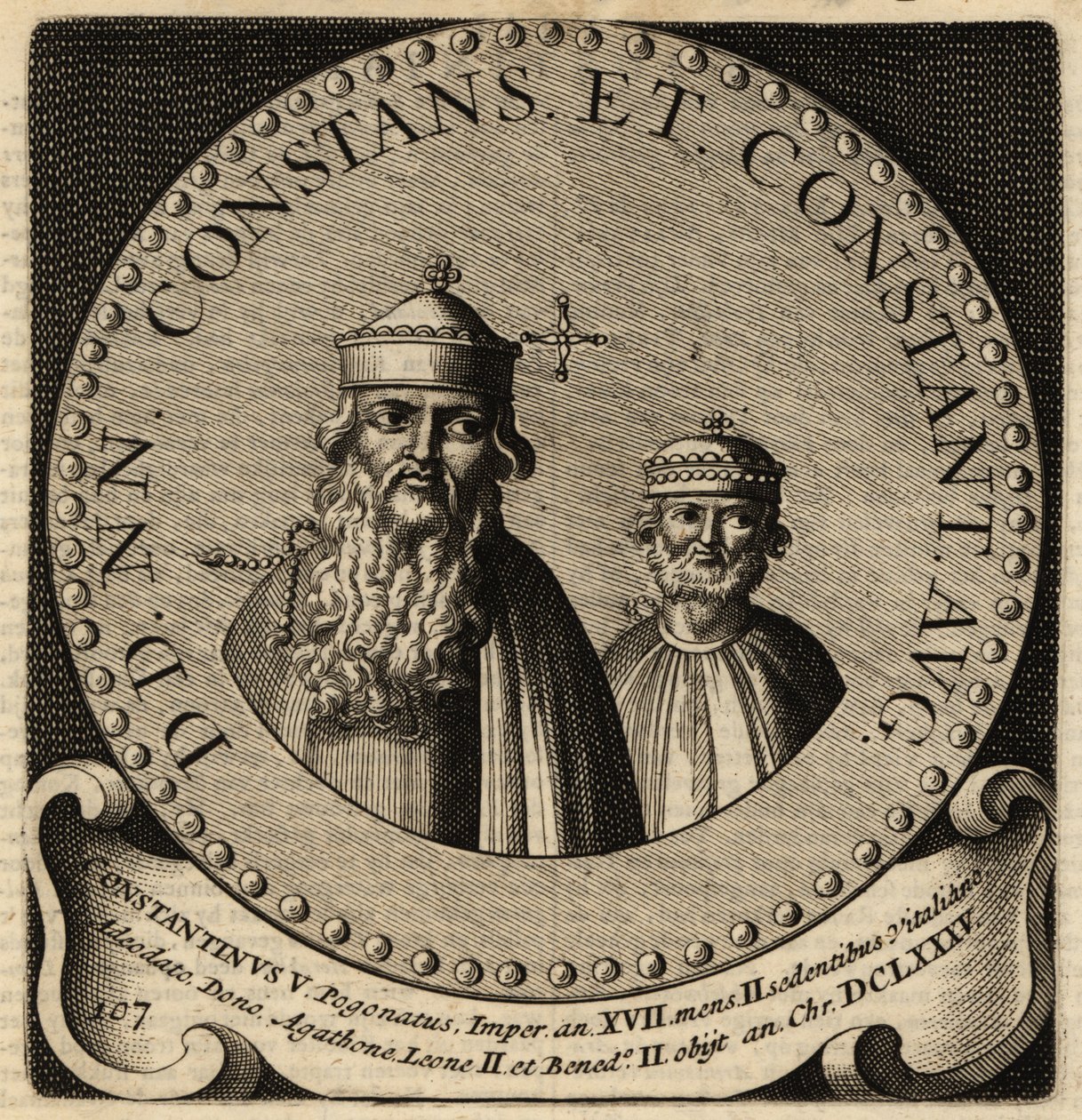 II. Constans és IV. Konstantin bizánci császárok portréja. alkotó: Netherlandish School