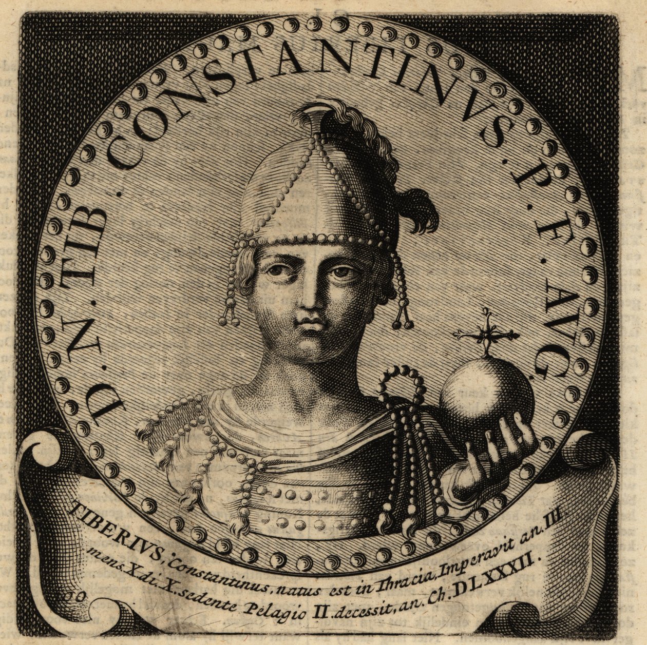 Tiberius II. Konstantin római császár portréja. alkotó: Netherlandish School