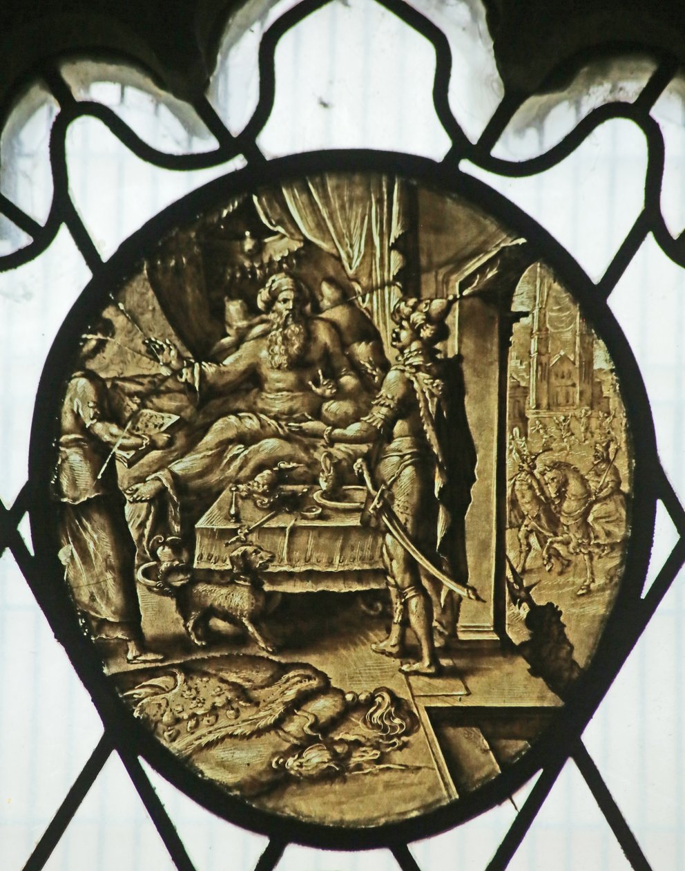 Roundel: Ahasvérus király Hámánnal (Eszter könyve) alkotó: Netherlandish School