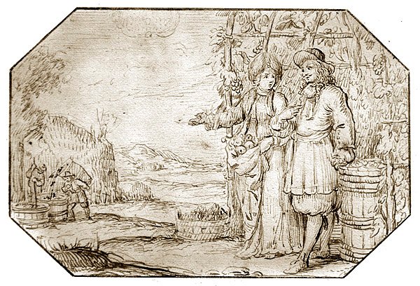 A négy évszak: ősz – betakarítás, 1675 körül (toll és szépia tinta papíron) alkotó: Netherlandish School