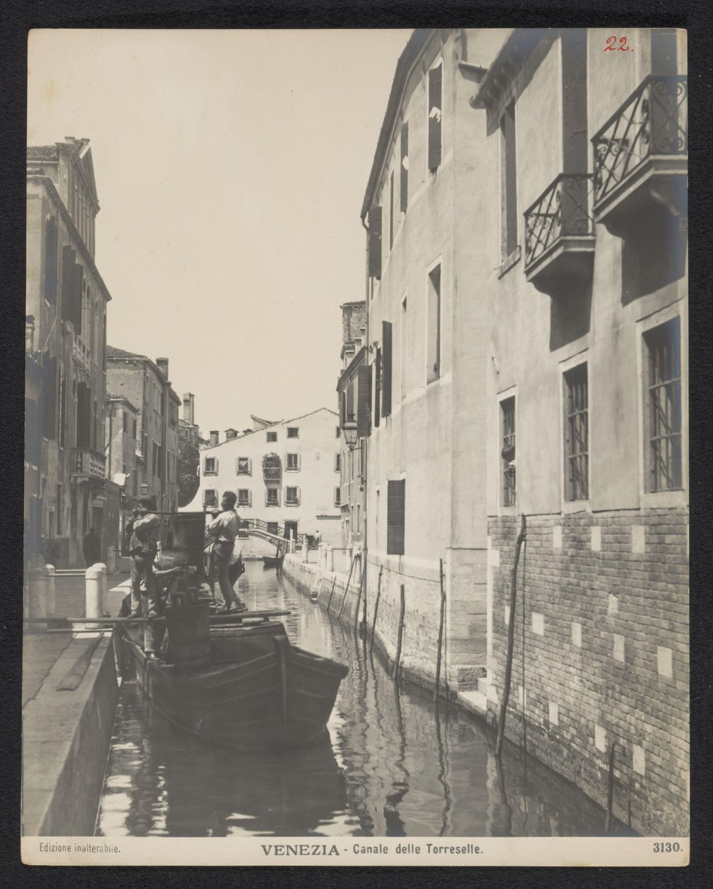 Kilátás a Canale delle Torreselle-re Velencében Velence - Canale delle Torreselle (cím a tárgyon) alkotó: Neue Photographische Gesellschaft