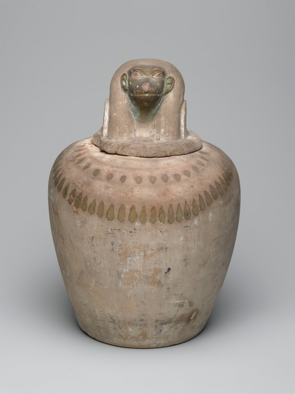 Canopic tégely (mészkő) alkotó: New Kingdom Egyptian
