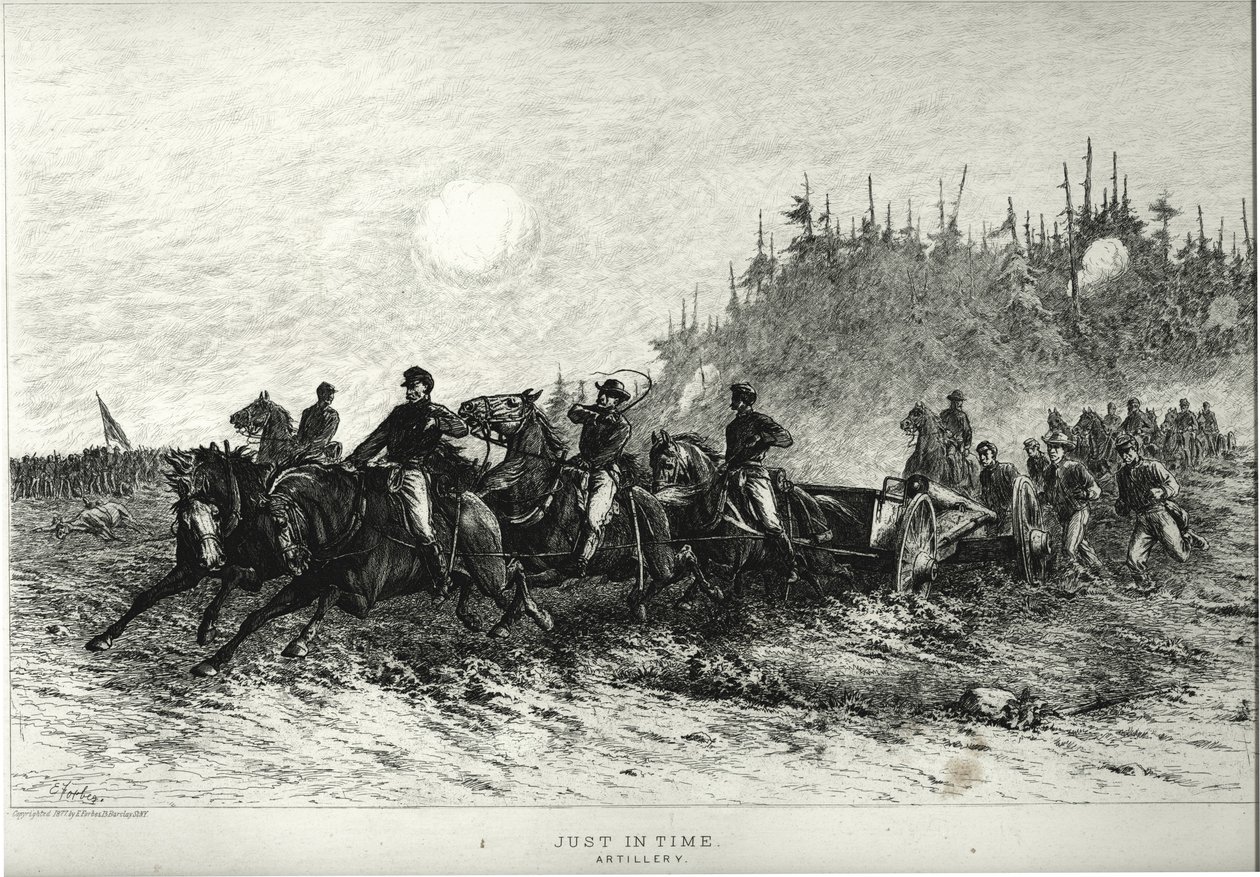 Épp időben. Tüzérségi. alkotó: Edwin Austin Forbes
