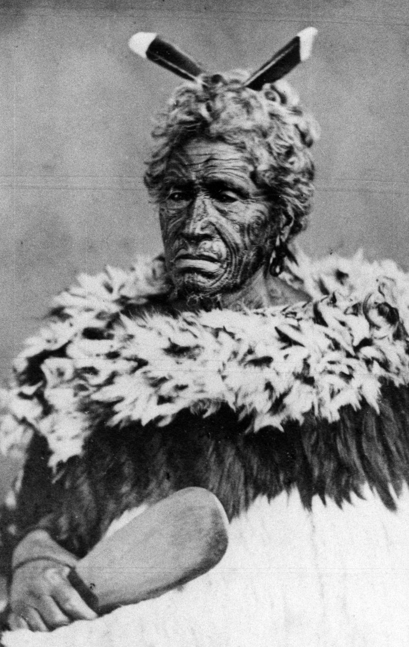 Egy maori férfi portréja, 1880 előtt alkotó: New Zealand Photographer