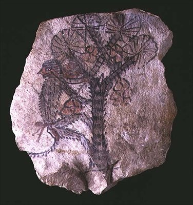 Ostracon egy fára mászó majmot ábrázol alkotó: New Kingdom Egyptian