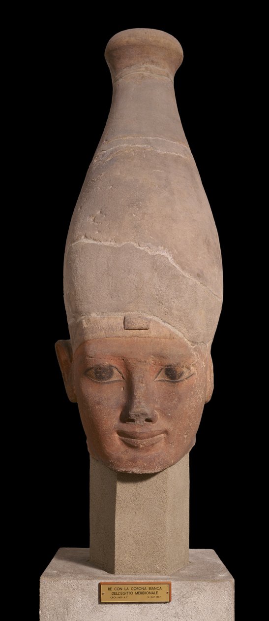 Fáraó feje Felső-Egyiptom fehér koronáját viselő, Kr.e. 1400 körül (cserép) alkotó: New Kingdom Egyptian