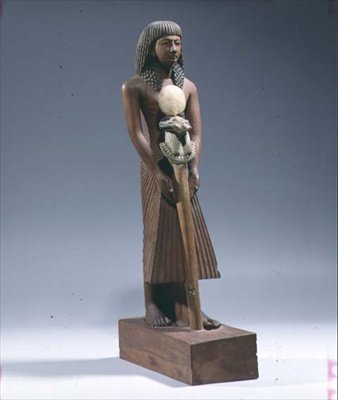 Szabványtartó kosfejű etalonnal (festett karióbfa) alkotó: New Kingdom Egyptian