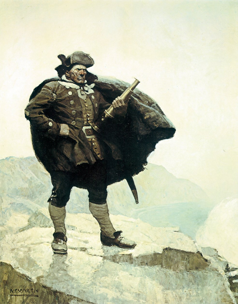 Billy Bones, illusztráció a Kincses sziget című regényből, Robert Louis Stevenson, 1883 alkotó: Newell Convers Wyeth