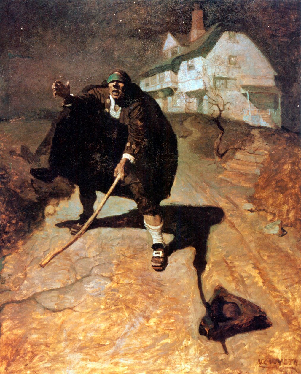 Blind Pew, illusztráció a Treasure Islandről, 1911 alkotó: Newell Convers Wyeth