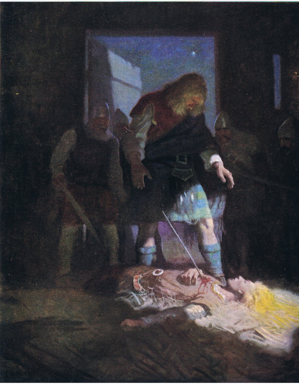 Edwin halála, a The Scottish Chiefsből, Charles Schribners Sons kiadásában, 1930 alkotó: Newell Convers Wyeth