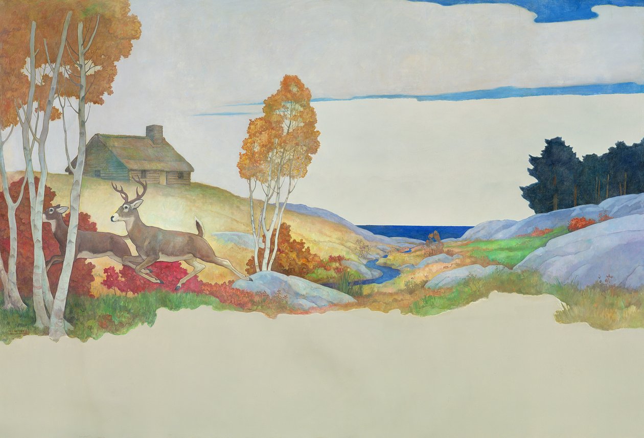 Szarvas és patak, 1945 alkotó: Newell Convers Wyeth