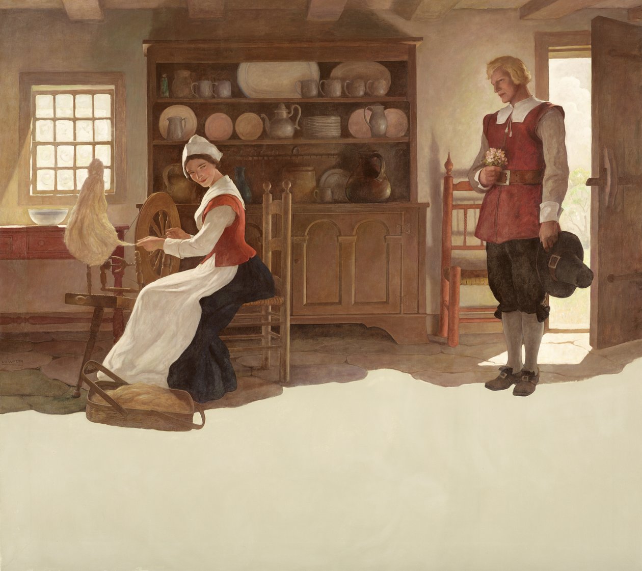 John Alden és Priscilla, 1945 alkotó: Newell Convers Wyeth
