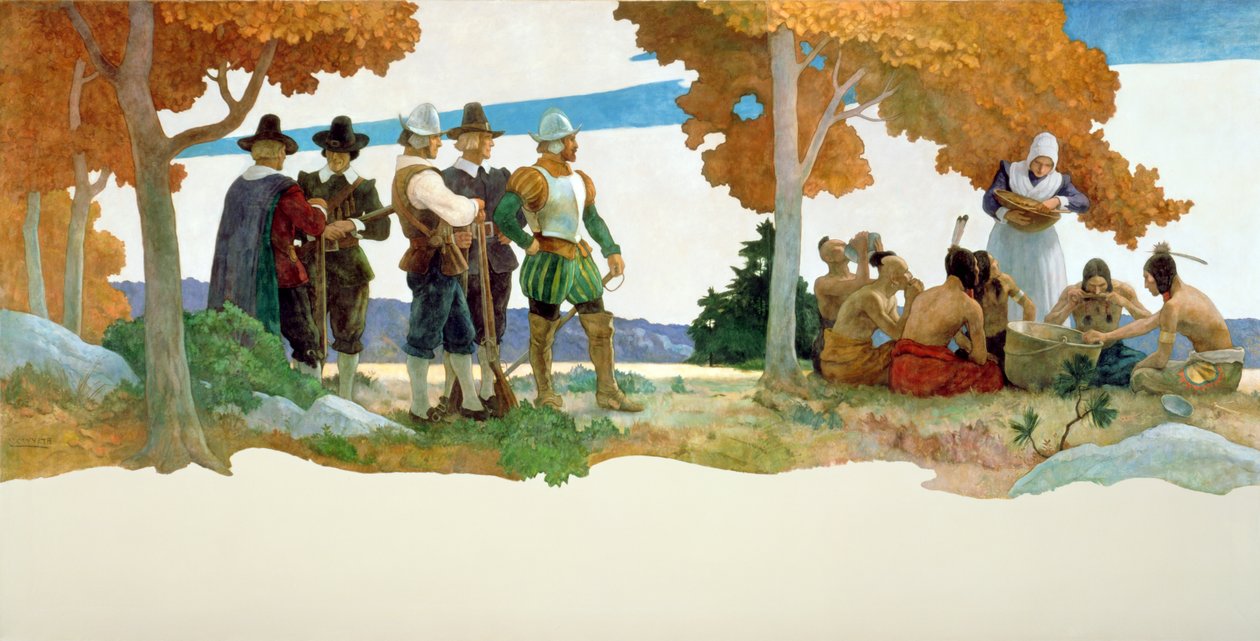 Hálaadás indiánokkal, 1940 alkotó: Newell Convers Wyeth
