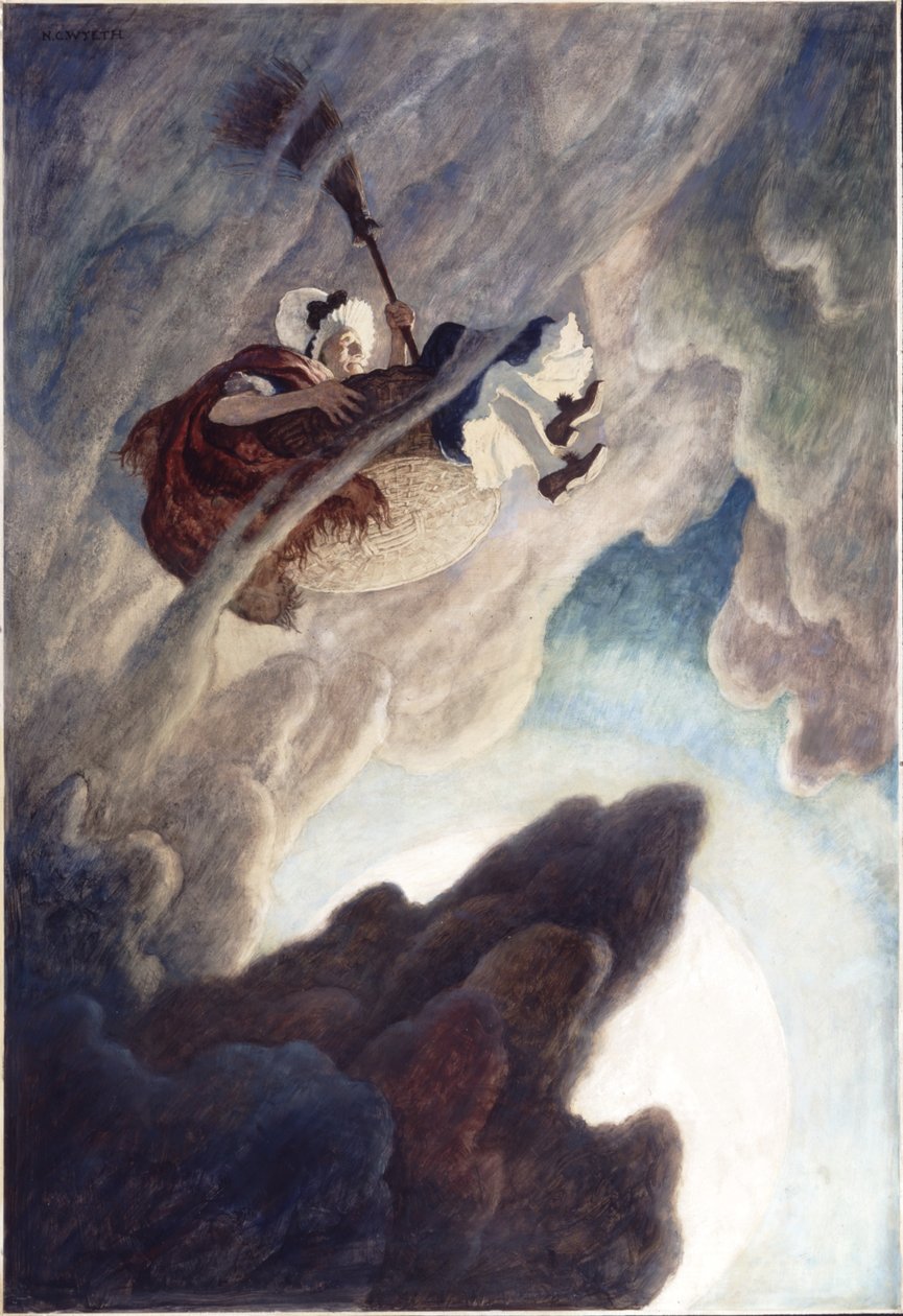 The Old Woman Tost Up in a Bocket, 1940 (olaj a reneszánsz panelen) alkotó: Newell Convers Wyeth