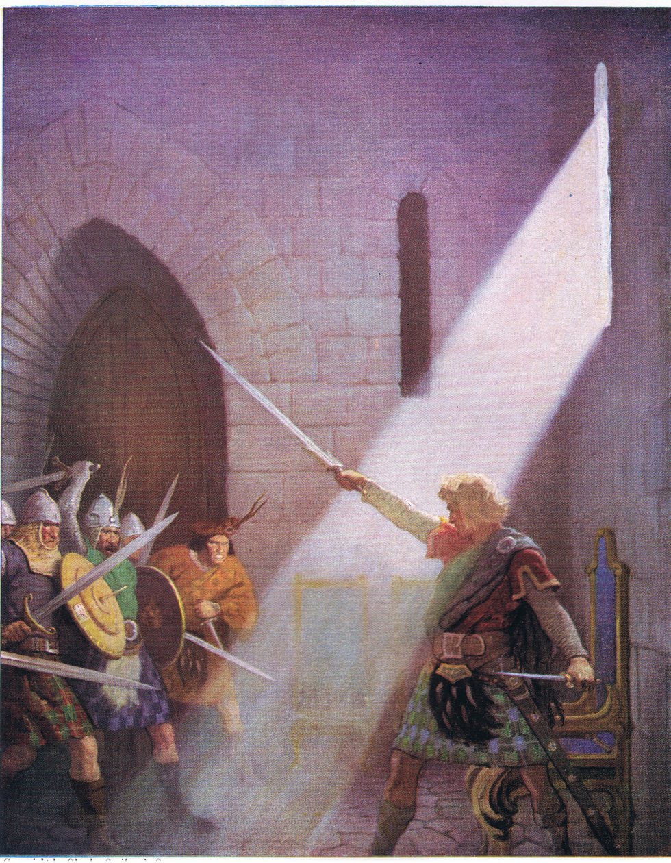 Wallace kirántja a király kardját, a The Scottish Chiefs-ből, amelyet Charles Schribner fiai adott ki, 1930 alkotó: Newell Convers Wyeth