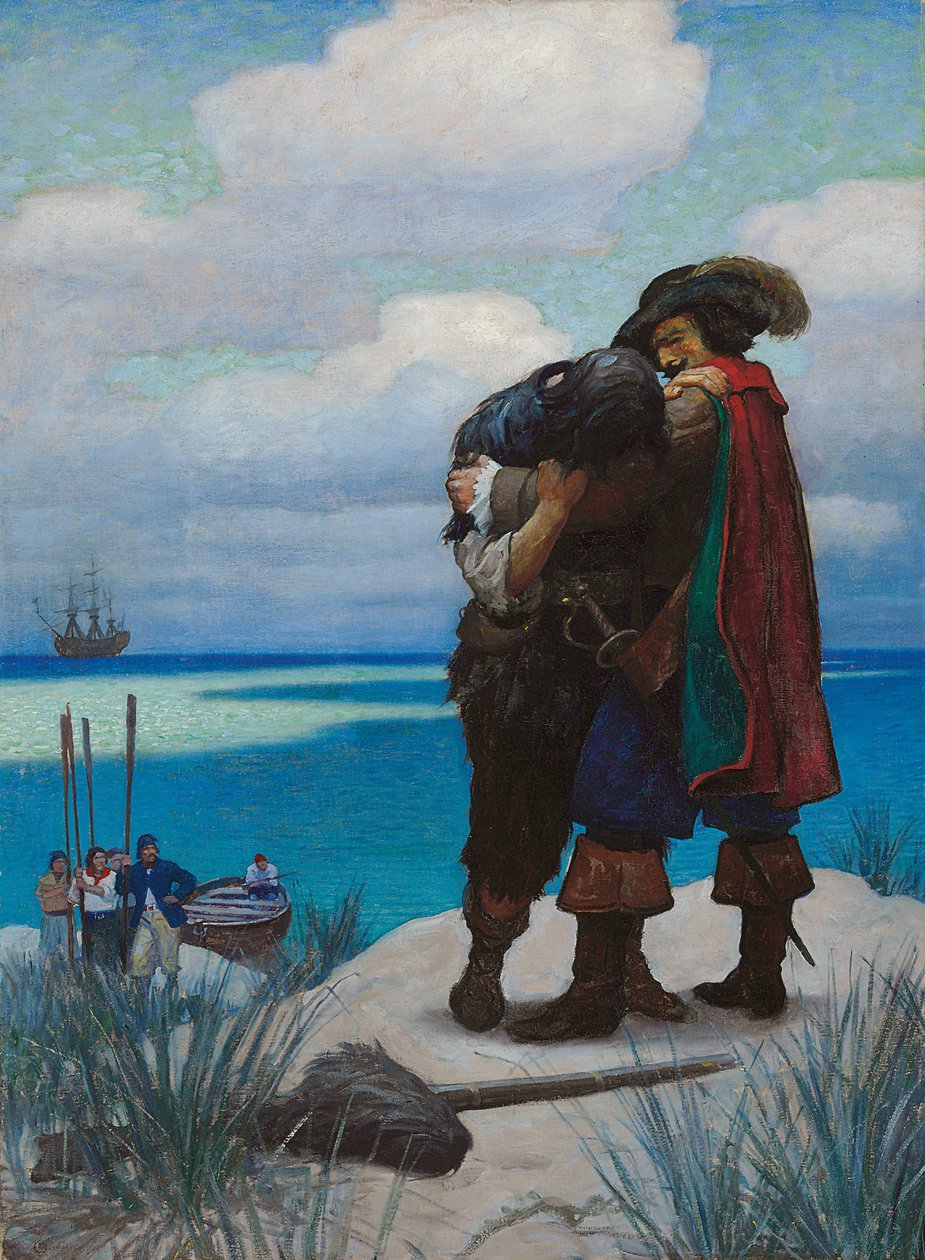 Eleinte egy ideig nem tudtam válaszolni neki egyetlen szót sem; De ahogy a karjába vett, erősen tartottam mellette, különben a földre kellett volna zuhannom alkotó: Newell Convers Wyeth