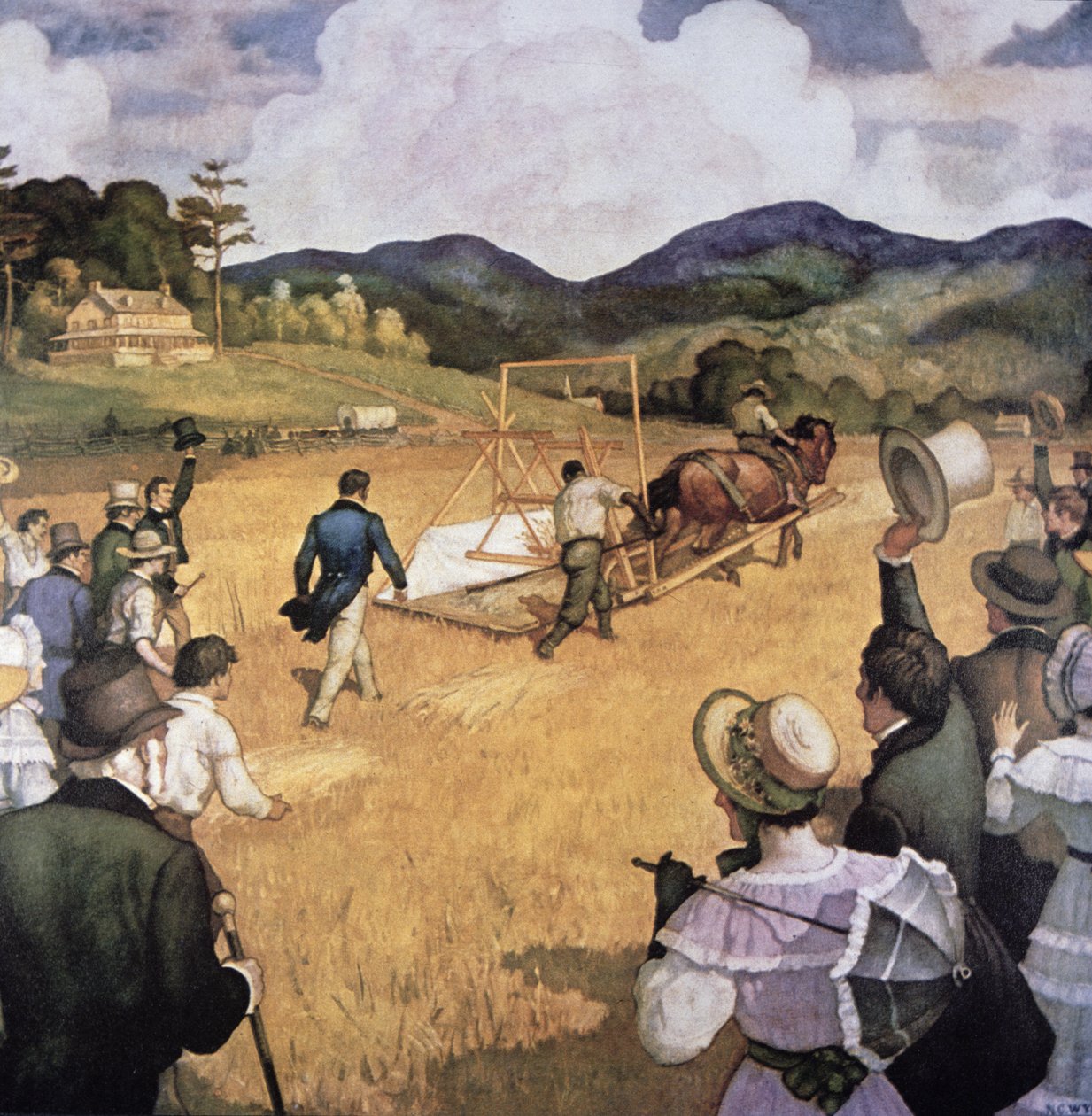 Cyrus H. McCormick (1809-84) és aratógépe 1837-ben (olaj, vászon) alkotó: Newell Convers Wyeth