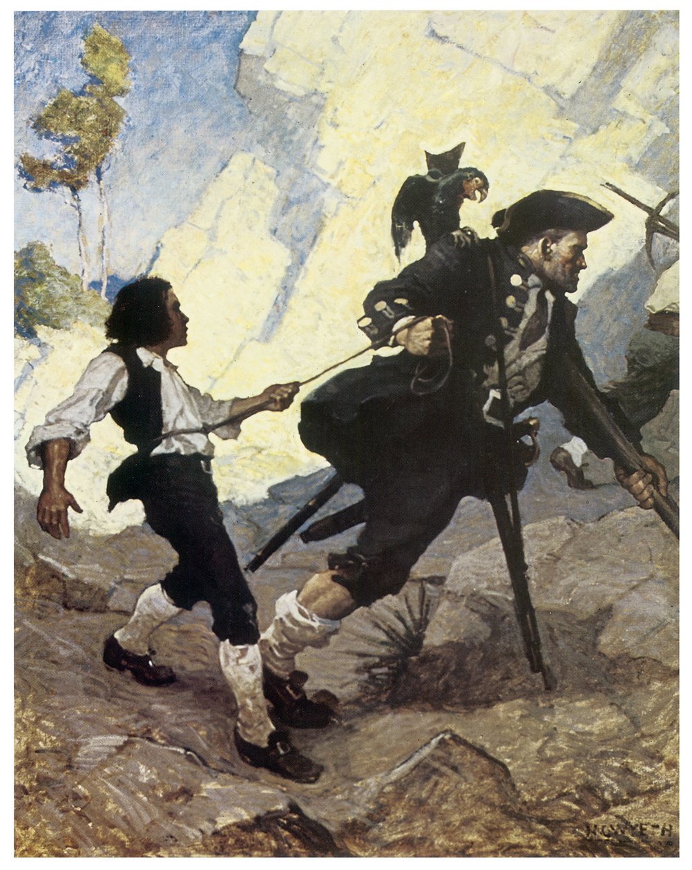 Newell Convers Wyeth (1882-1945) 1911-es illusztrációja Robert Louis Stevenson (1850-1894) „L