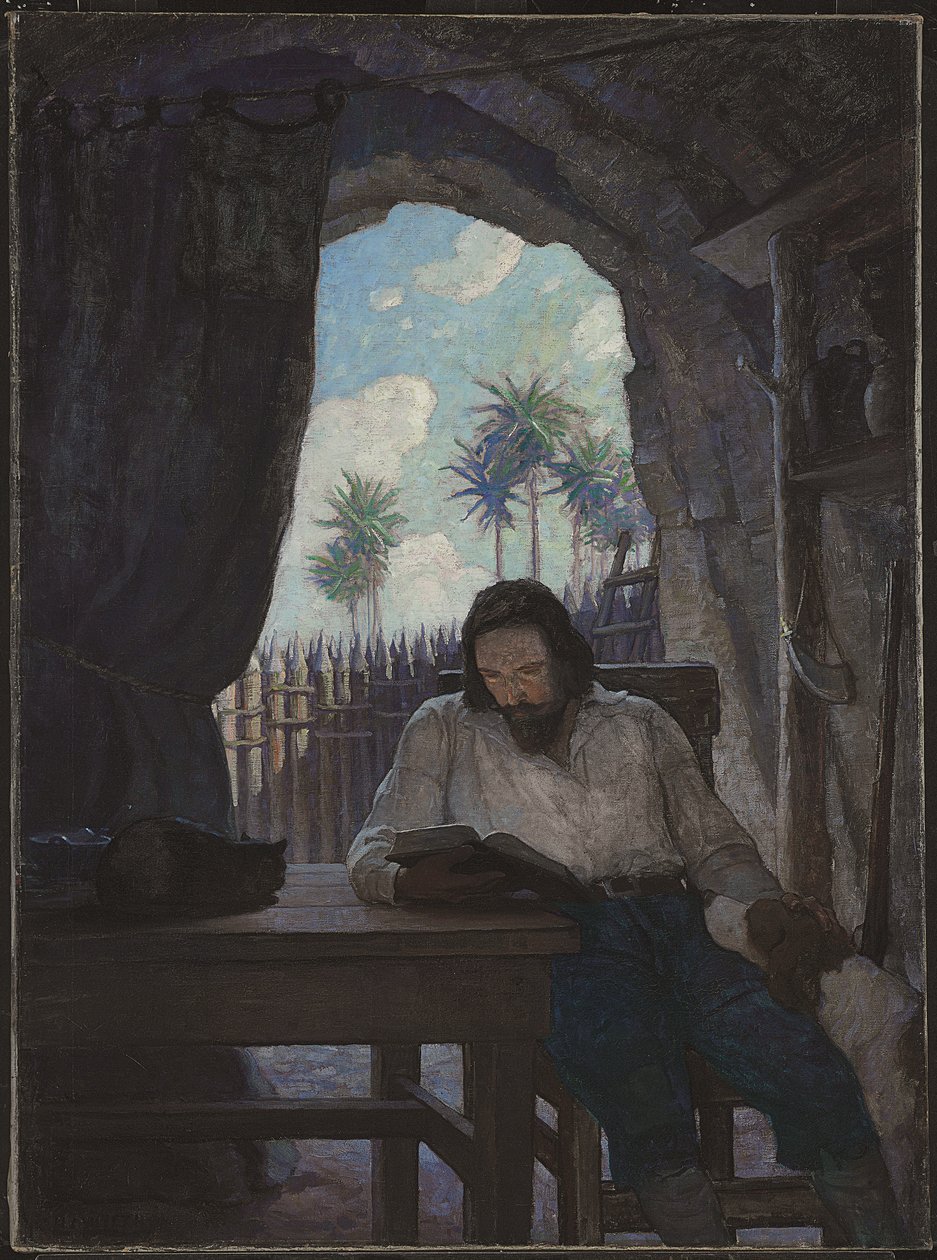 Reggel vettem a Bibliát; és az Újszövetségtől kezdve elkezdtem... alkotó: Newell Convers Wyeth