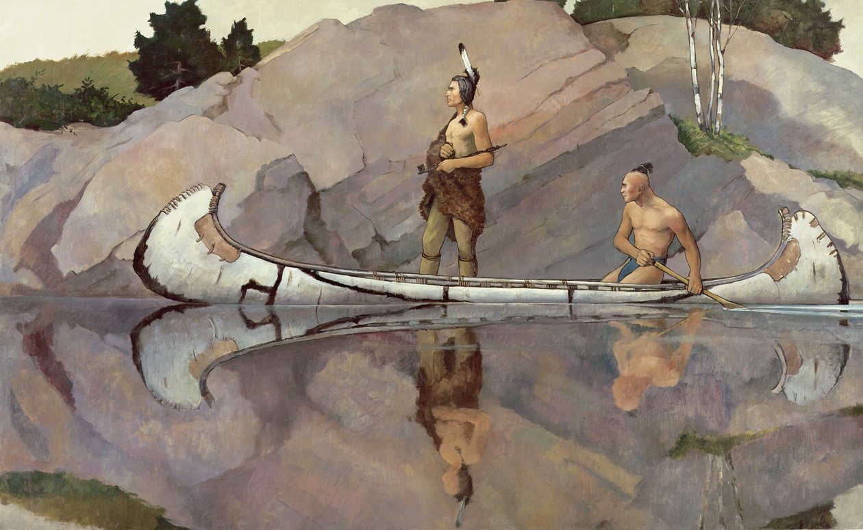Indiánok kenuban alkotó: Newell Convers Wyeth