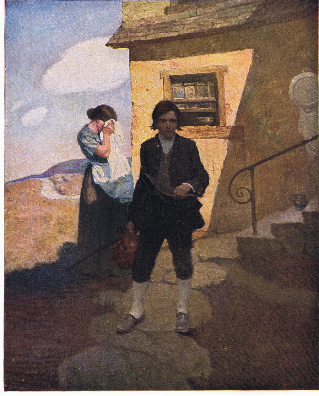 Jim Hawkins elmegy otthonról: Elköszöntem anyámtól és az öböltől alkotó: Newell Convers Wyeth