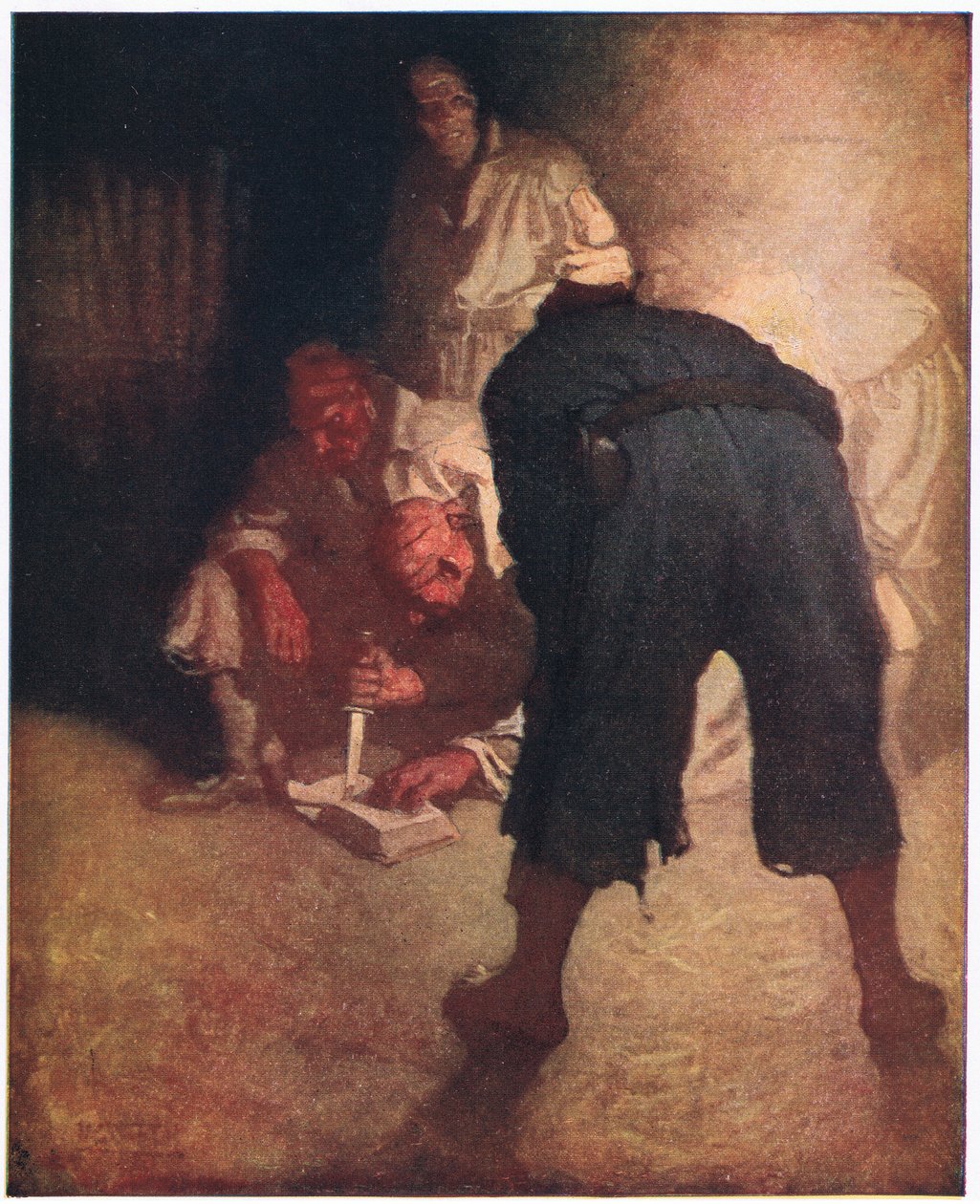 A fekete folt: Körülbelül félúton a lejtőn lefelé a tóig, csoportba gyűjtötték őket alkotó: Newell Convers Wyeth