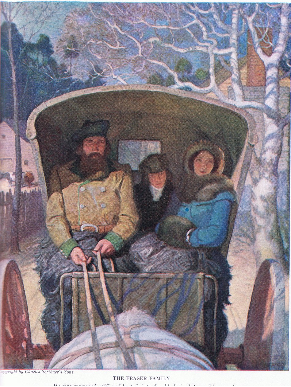 A Fraser család: Mereven és fűtötten zsúfolták a szülei közé a régi sezlonba, 1928 alkotó: Newell Convers Wyeth