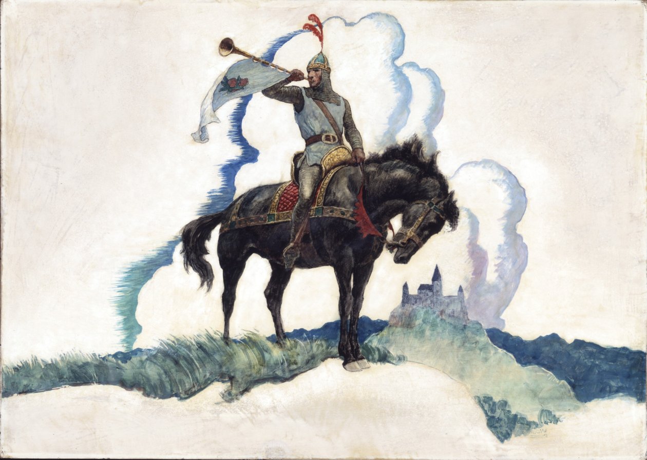 A király hírnöke, 1940 (olaj, reneszánsz tábla) alkotó: Newell Convers Wyeth