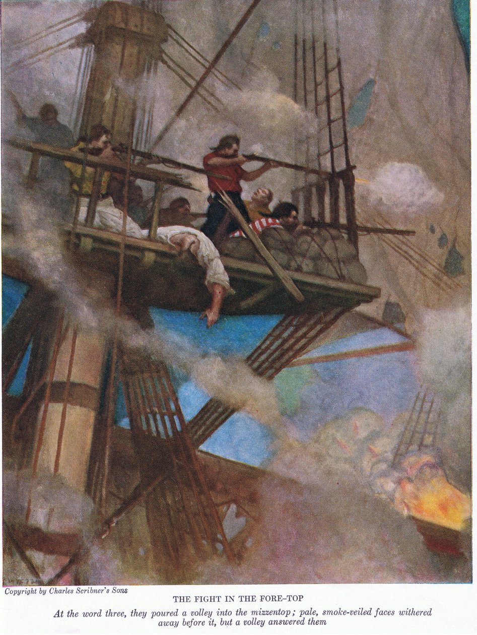 Harc az előtetőért, 1928 alkotó: Newell Convers Wyeth