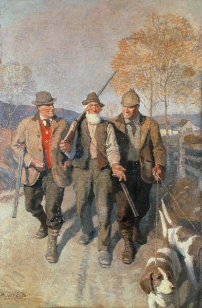 Három vadász és kopó (olaj, vászon) alkotó: Newell Convers Wyeth