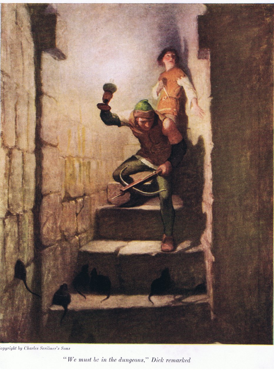 Biztosan a kazamatákban vagyunk – jegyezte meg Dick, 1916-ban alkotó: Newell Convers Wyeth