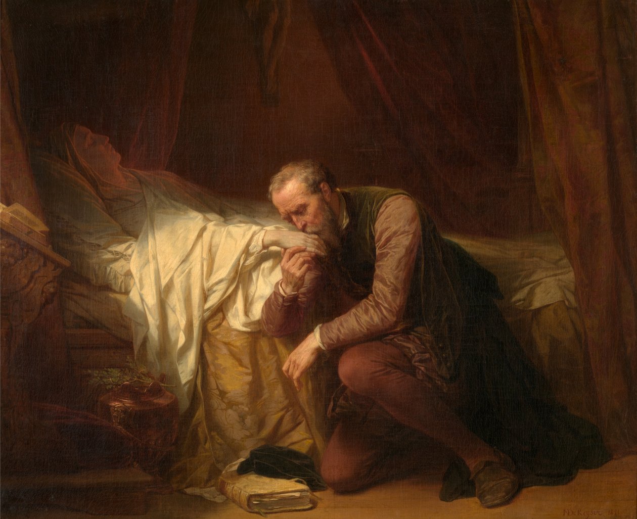 A művész Michelangelo Vittoria Colonna halálos ágyánál alkotó: Nicaise de Keyser