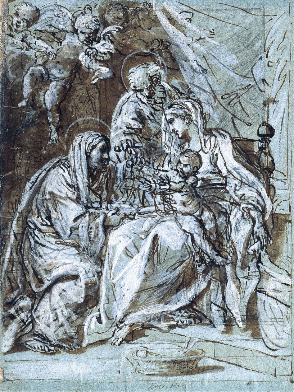 A Szent Család és Szent Anna, Zsoltárt olvas alkotó: Niccolò Berrettoni
