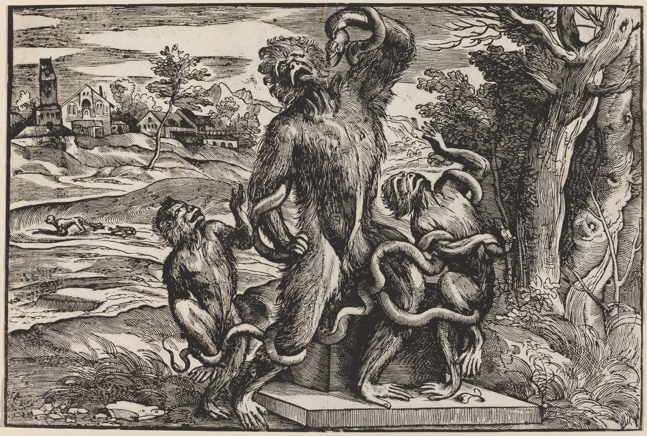 A Laocoon csoport karikatúrája alkotó: Niccolò Boldrini after Titian